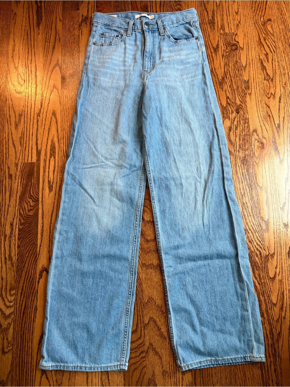 Levi’s Premium BIG E High Loose Wide Leg Jeans Light Wash Hemp Blend 25x31